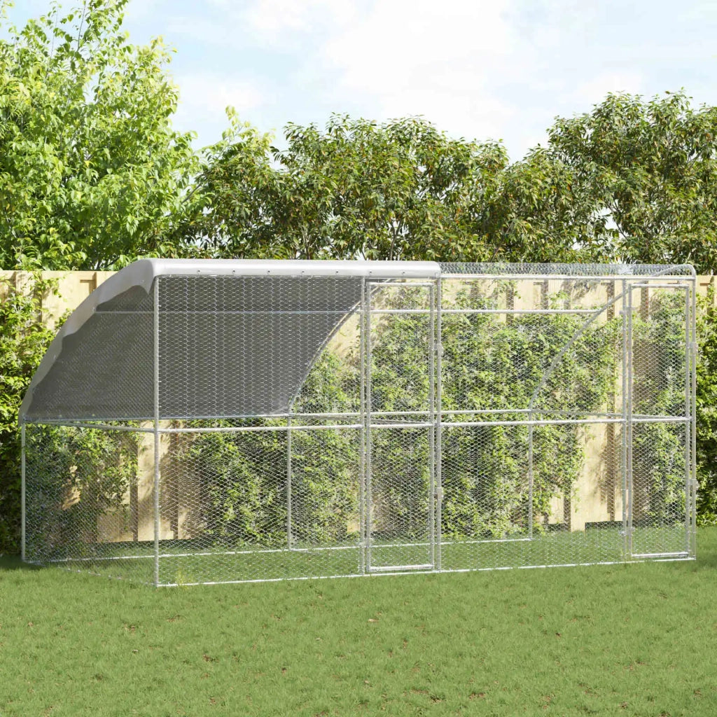 Gabbia per polli 2 pcs Argento 400 x 200 x 200 cm Acciaio e PE