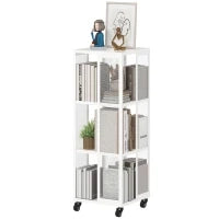 Libreria Moderna a 3 Ripiani in Metallo a Rete con Ruote, 35x35x99 cm, Bianco