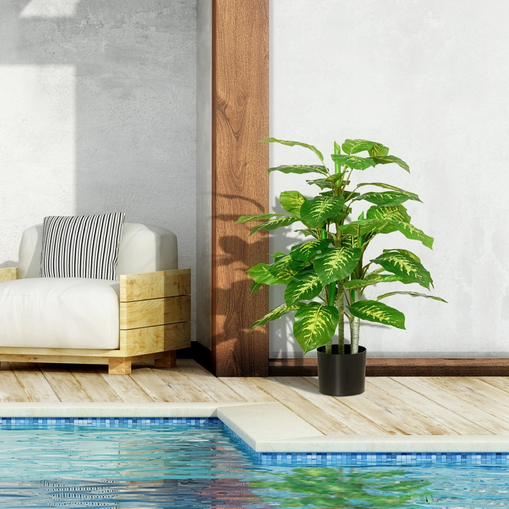 Pianta artificiale Calathea ¨C zephmum ¨C vaso cemento 95 cm