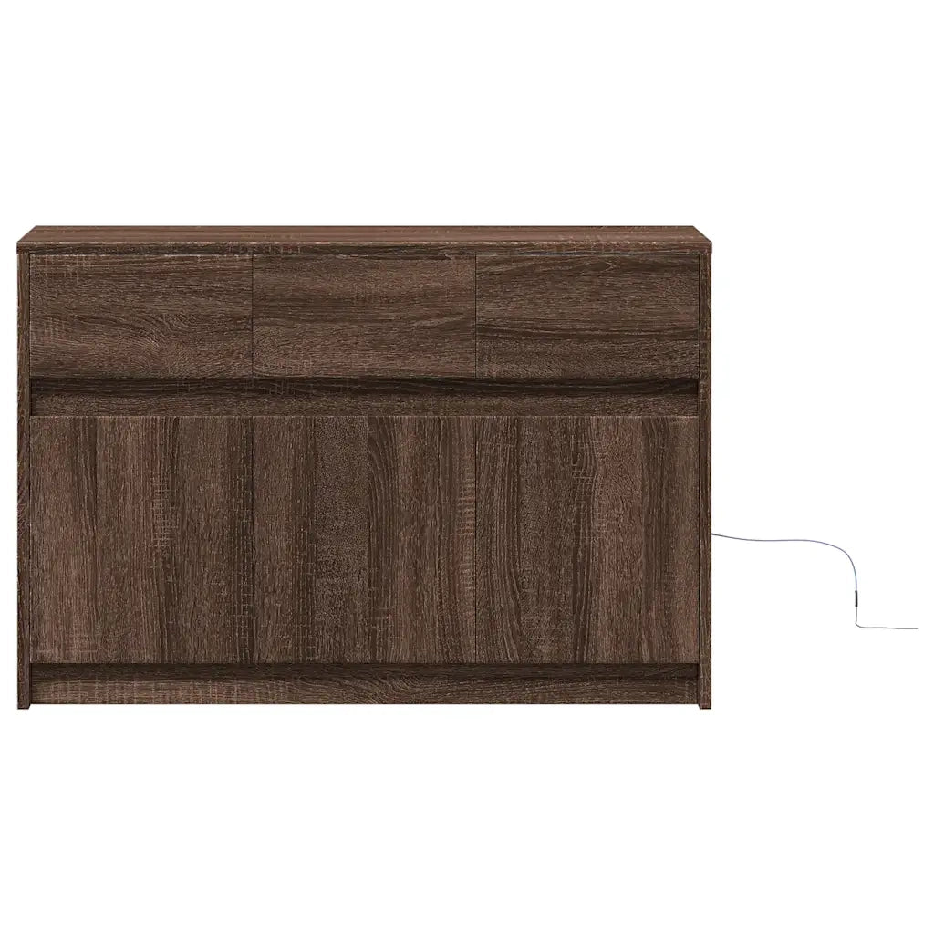 Mobile Porta TV con LED Rovere Marrone 91x34x61 cm Truciolato