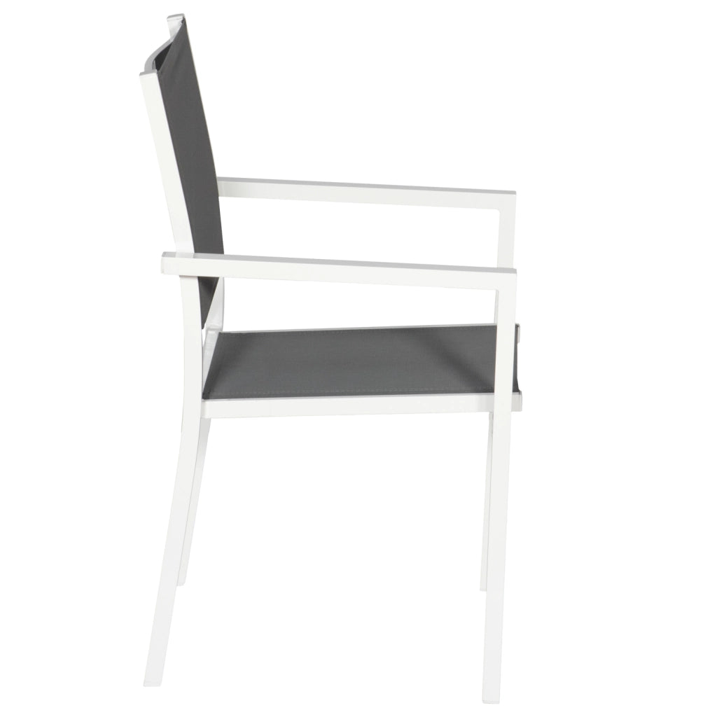 Set di 4 sedie in alluminio bianco - textilene grigio