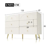 Cassettiera Elegante con 6 Cassetti, Ideale per Camera da Letto e Tutti gli Ambienti, Bianco Crema
