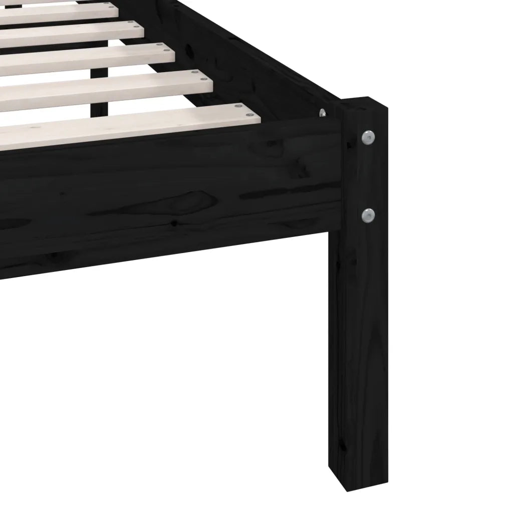 Giroletto-Struttura Letto Nero in Legno Massello 135x190 cm Double 787413