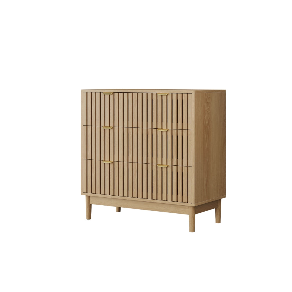 Credenza moderna in stile retrò con 3 cassetti, finitura rovere, per soggiorno, camera da letto e ingresso