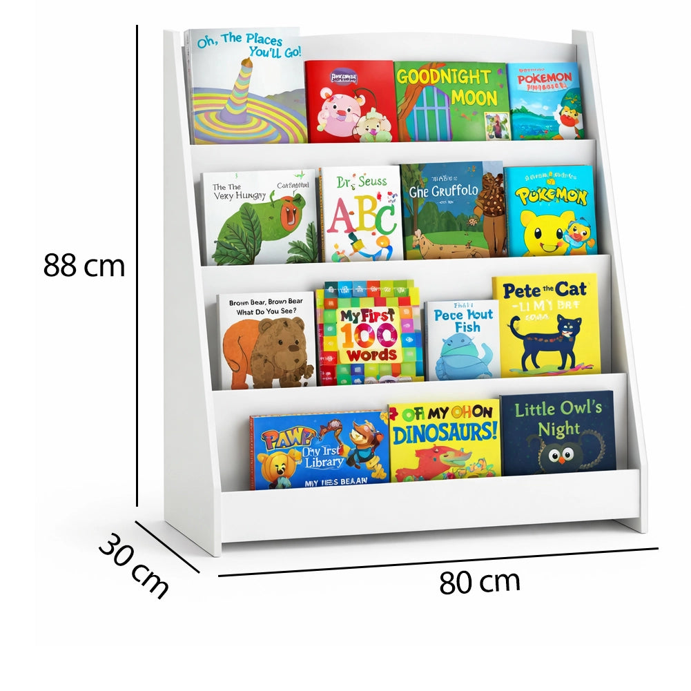 Libreria Montessoriana Bianco in Legno Scaffale Porta Libri per Bambini 80x30x88cm