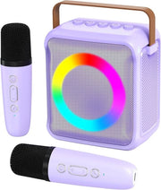 Impianto di karaoke con 2 microfoni macchina da karaoke portatile con luce LED - effetto vocale - regalo - per bambini dai 3 ai 18 anni - giocattoli - adulti