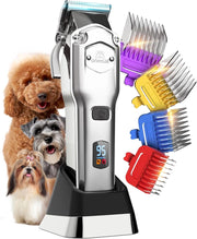 Tosatrice per cani professionale, senza fili/ricaricabile, con pettini in metallo staccabili, a basso rumore, resistenti, per capelli spessi/ricci/fini/ondulati