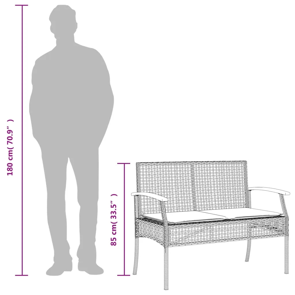 Set da Pranzo da Giardino 3 pz con Cuscini in Polyrattan Grigio 3213575