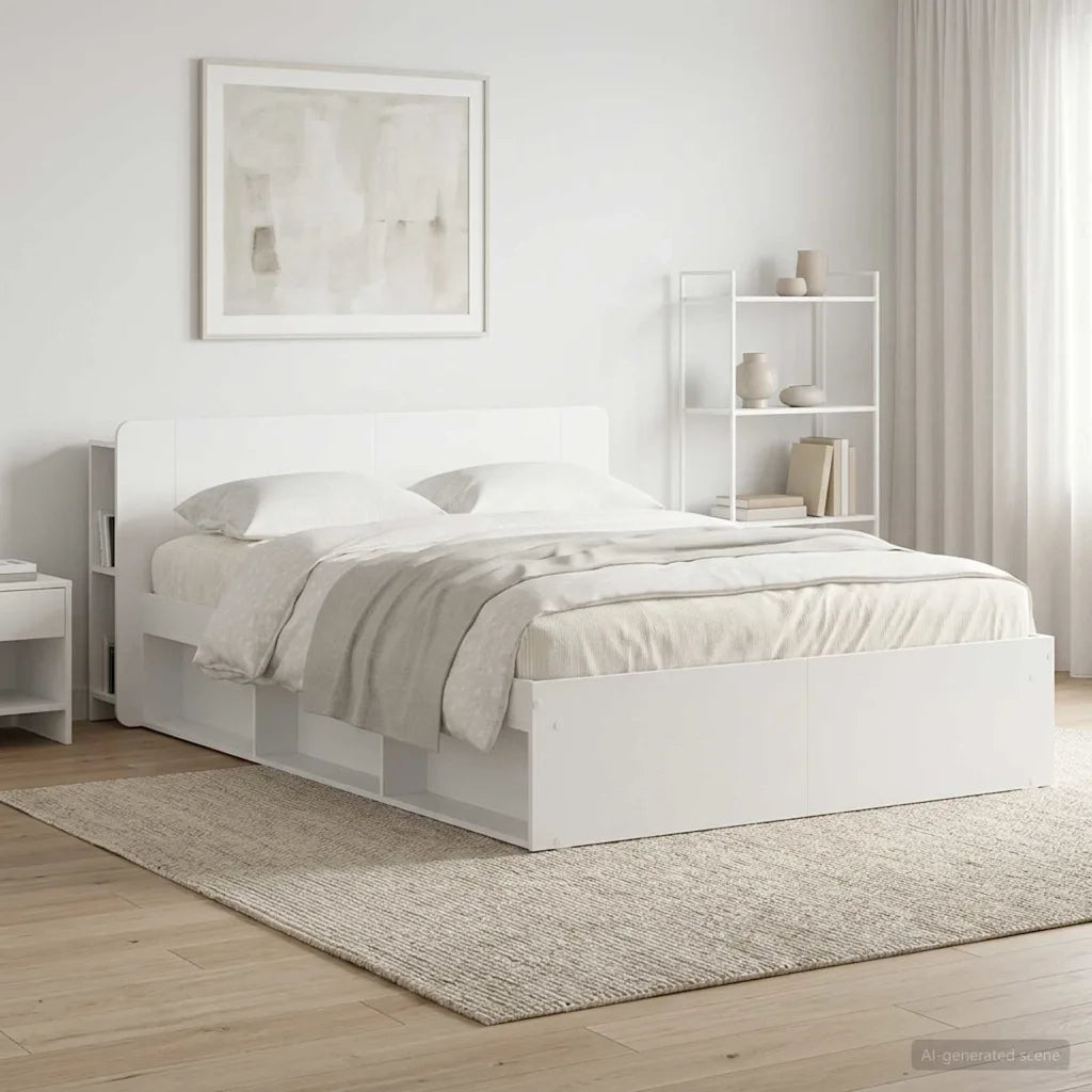 Testata del letto Bianco Lucido Legno ingegnerizzato