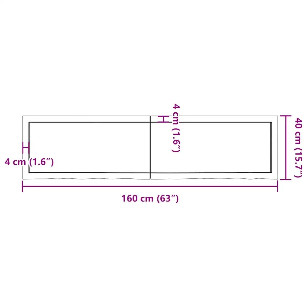 Piano Tavolo Marrone 160x40x(2-4) cm Massello Rovere Trattato 3156383