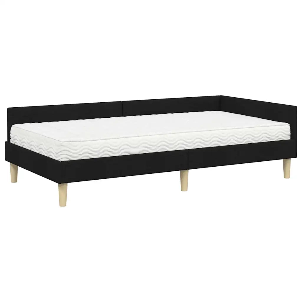 Letto singolo | Letto per adulti | Struttura Letto Angolare con Materasso 2 pcs Verde Tessuto