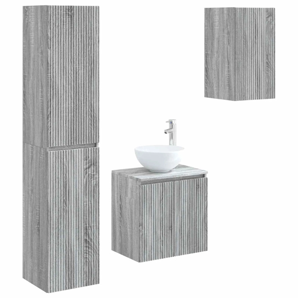 Set di mobili per il bagno 3 pz Sonoma grigio 3406069