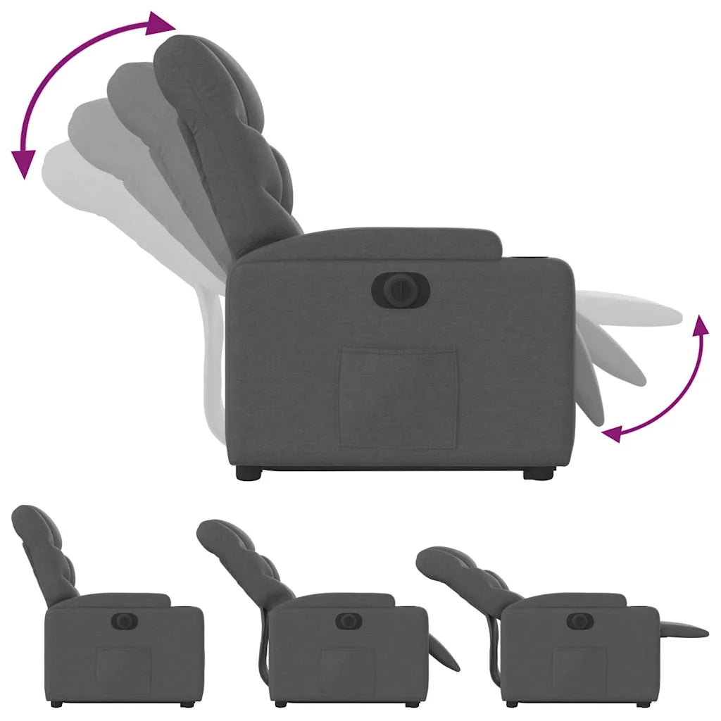 Poltrona Alzapersona Reclinabile Elettrica Grigio Scuro Tessuto 3204621