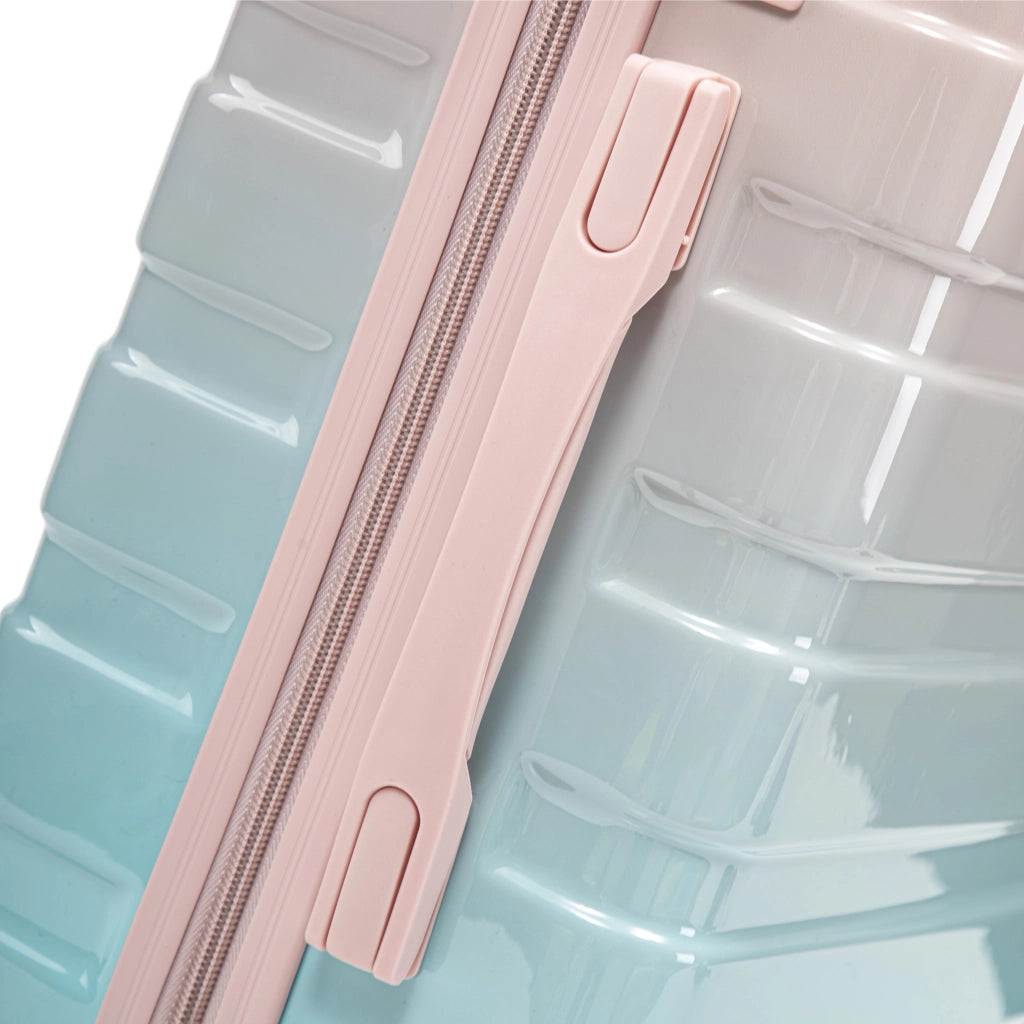Set di valigie rigide con 4 ruote girevoli, lucchetto a combinazione e beauty case da 14 pollici in pc rosa