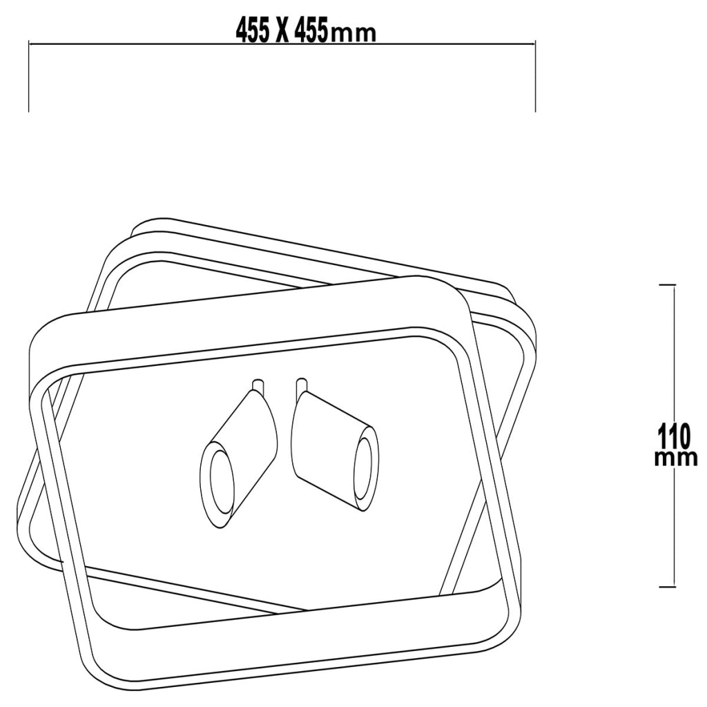 Plafoniera quadrata moderna nero/bianco LED CCT 36W Parma