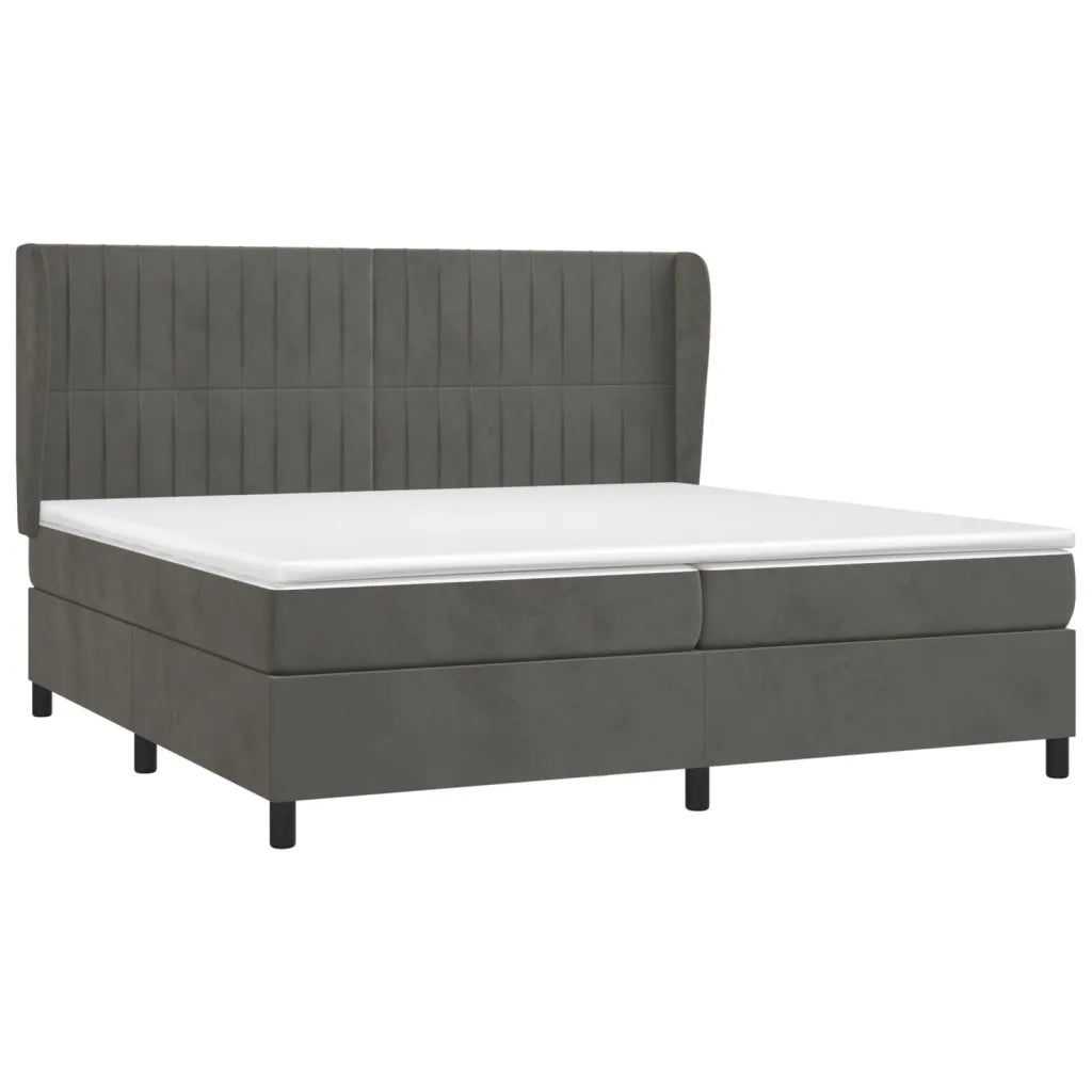 Giroletto a Molle con Materasso Grigio Scuro 200x200 cm Velluto 3129352