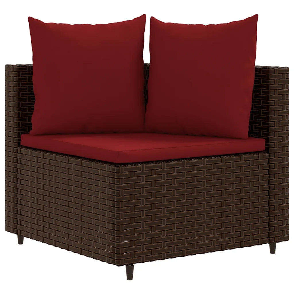 Set Divano da Giardino 4 pz con Cuscini Marrone in Polyrattan 3308461