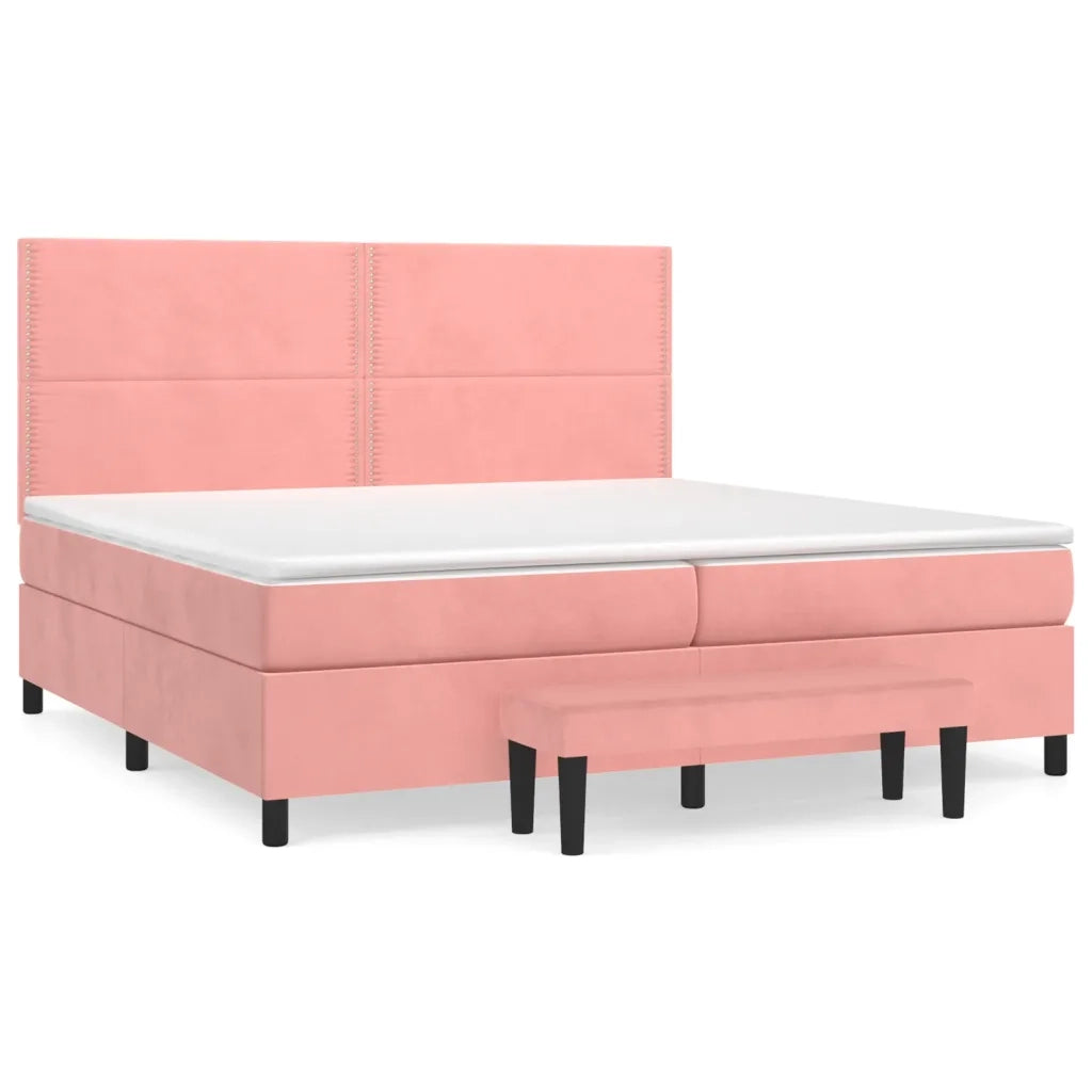 Giroletto a Molle con Materasso Rosa 200x200 cm in Vellutocod mxl 99252