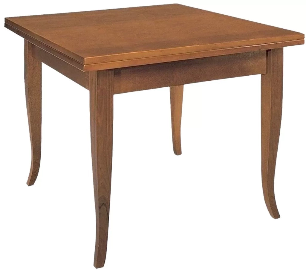 Tavolo noce gamba sciabola 90x90 allungabile a libro (14) - Mobili 2G