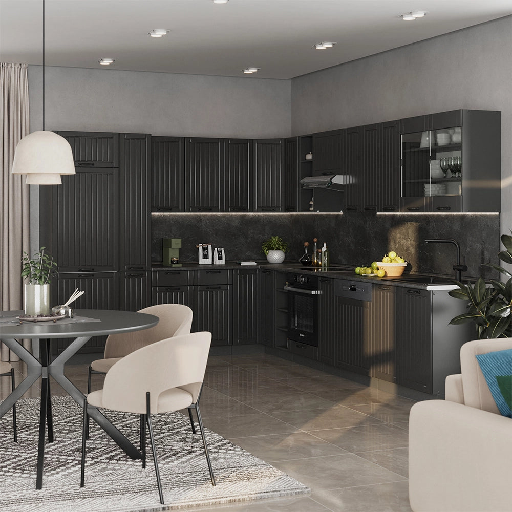 Cucina angolare completa Fame-Line Grigio scuro/Antracite 347 x 60 cm, PL Antracite Vicco