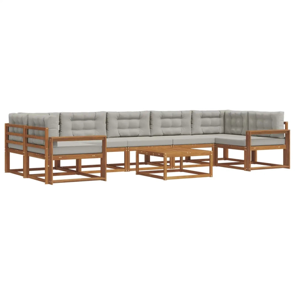 Set di divani da esterno 8 pcs Grigio Naturale e Chiaro