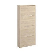 Scarpiera Arsa, Portascarpe salvaspazio da ingresso, Mobiletto porta scarpe a 4 ante a ribalta, 61x25h149 cm, Rovere