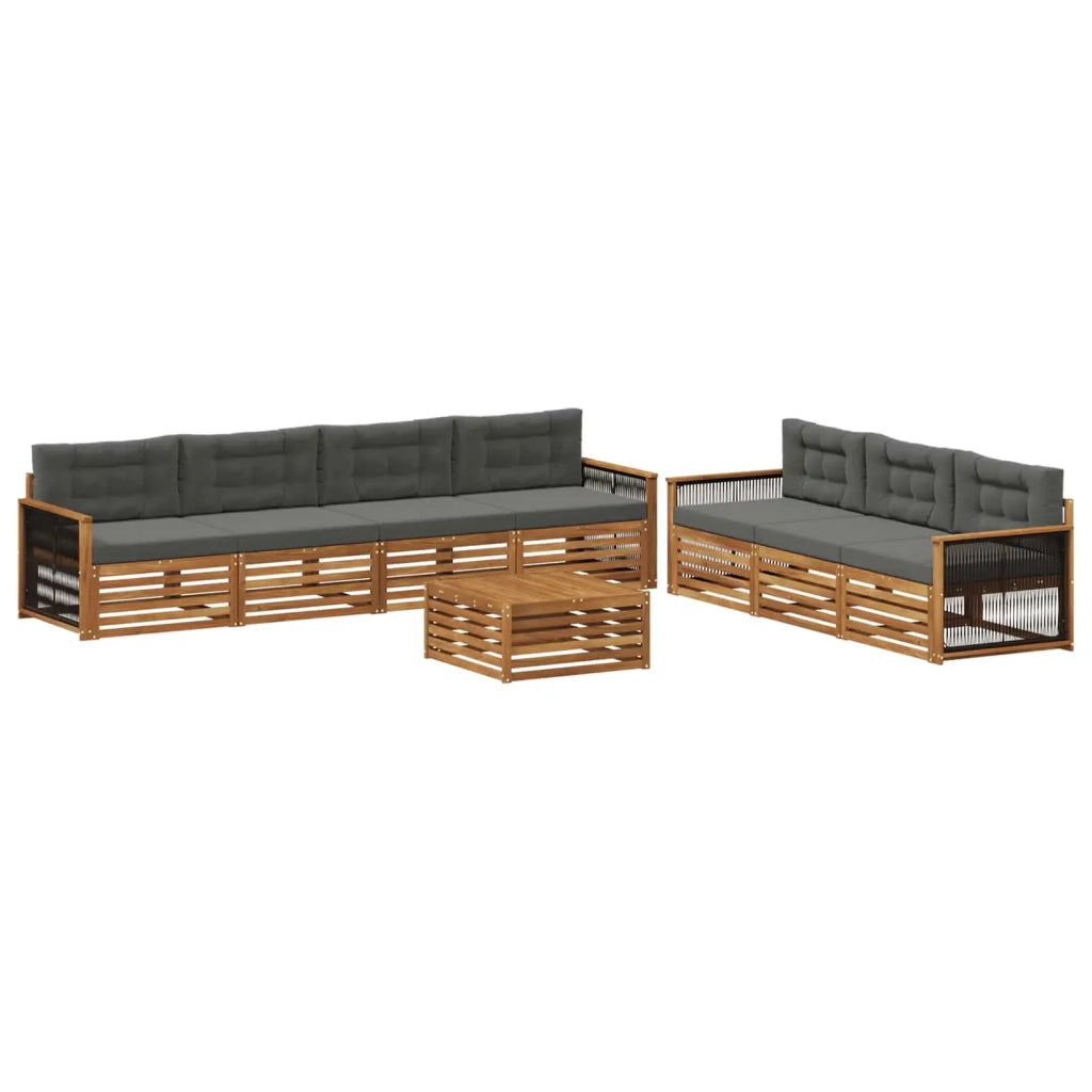 Set di divani da esterno con cuscino 8 pcs Naturale e Antracite 3383115