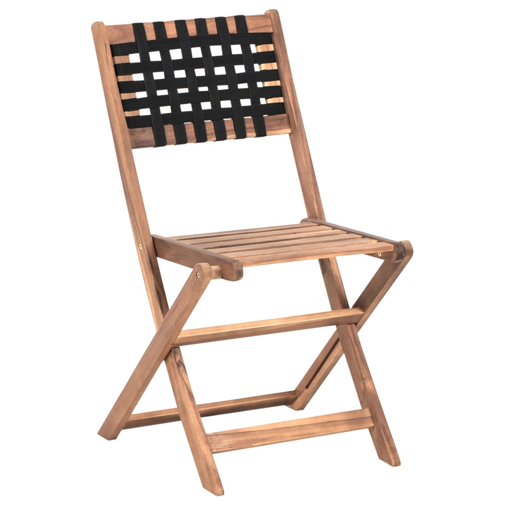 Set da balcone in legno di acacia marrone e nero pieghevole esterno elegante