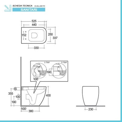 Coppia di Sanitari filomuro Metropolitan bianco lucido con copriwater ultraslim soft close