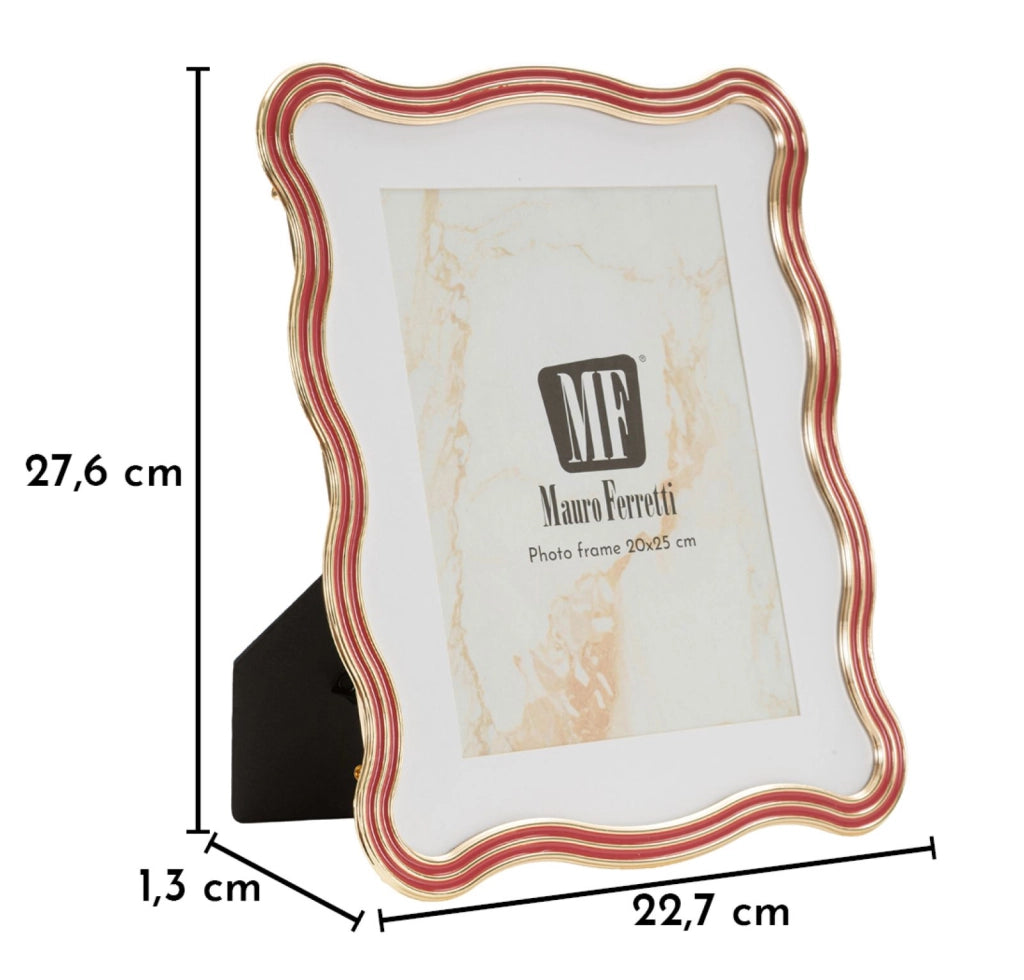 Cornice Elizabeth Rossa 22,7x1,3x27,6 cm in Zinco e Vetro Rosso e Oro