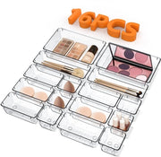 Organizzatori di carreggiamento 16 pezzi, 4 tavoli di cattura per organizzatori di carreggiamento, sistema di organizzazione di carreggiamento per make-up, cosmetici, cucina, bagno, ufficio
