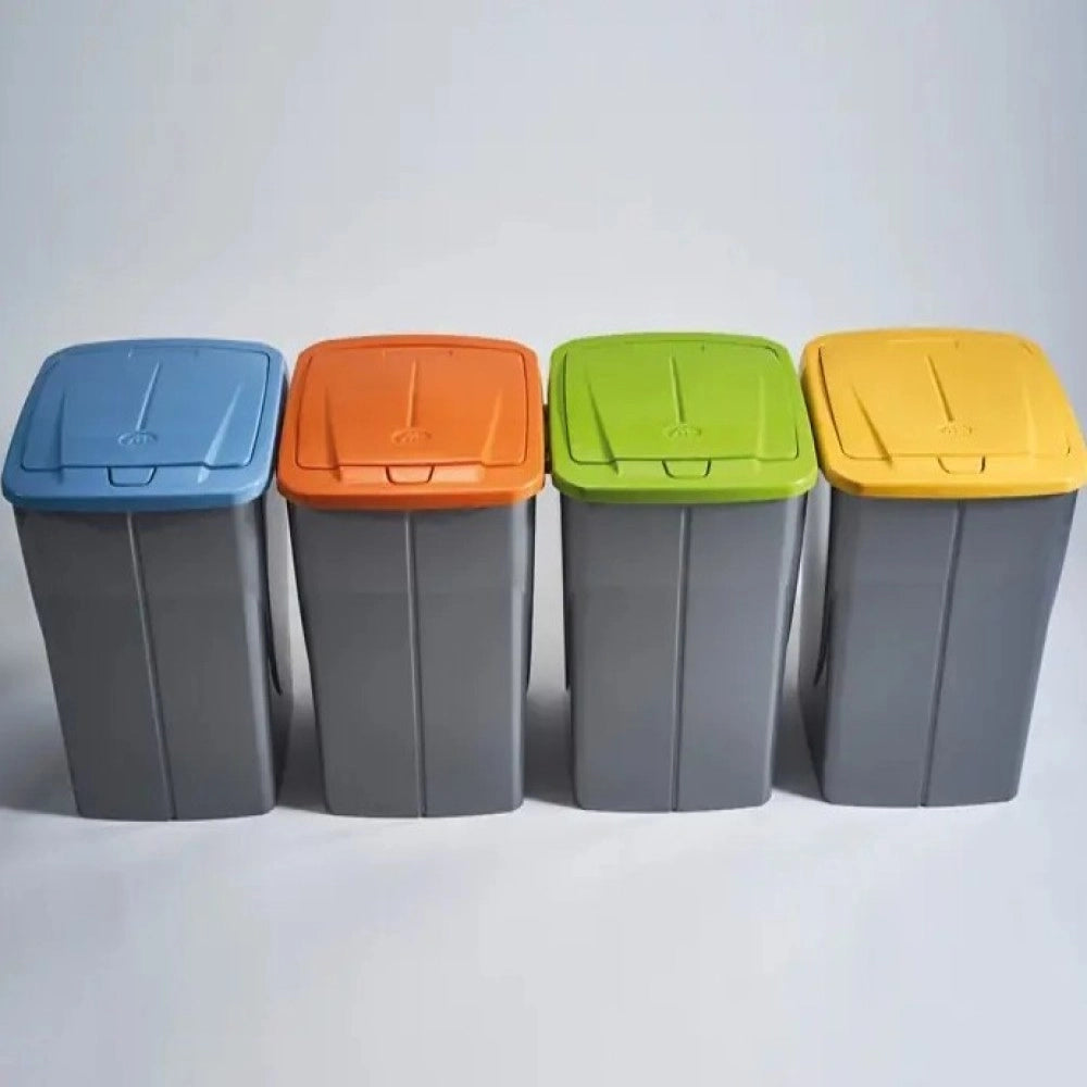Pattumiera per la raccolta differenziata con coperchio verde L15 cm 22,4 x 31 x 42