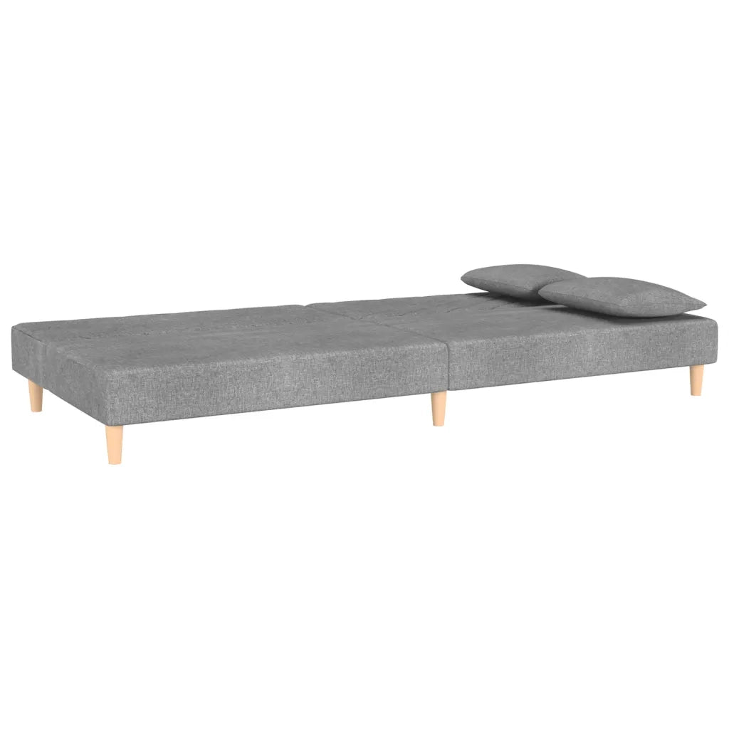Divano Letto a 2 Posti con 2 Cuscini Grigio Chiaro in Tessuto 375887
