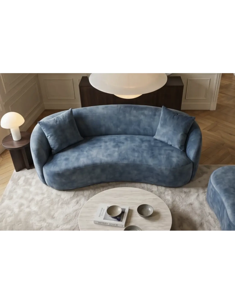 Divano dritto NYJY 2 posti in velluto – Blu – 178 x 67 x 70 cm