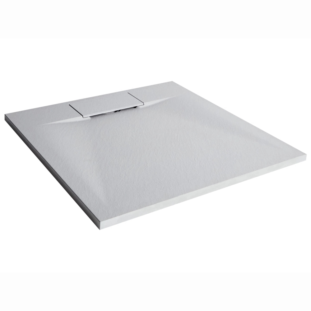 Piatto doccia con scarico grigio SMC 90 x 90 x 3 cm effetto pietra naturale minimalista