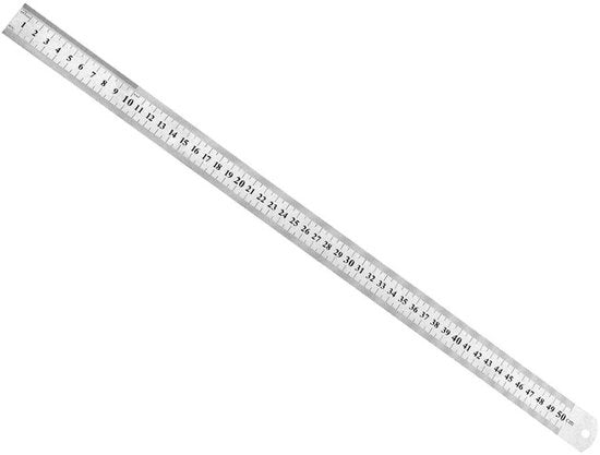 Liniaal 500 mm in Acciaio Inossidabile - Misurazioni Precise - Supporto - Resistente allo Sfregamento - Protezione di Copertura - 0,7 mm di Spessore - Righello