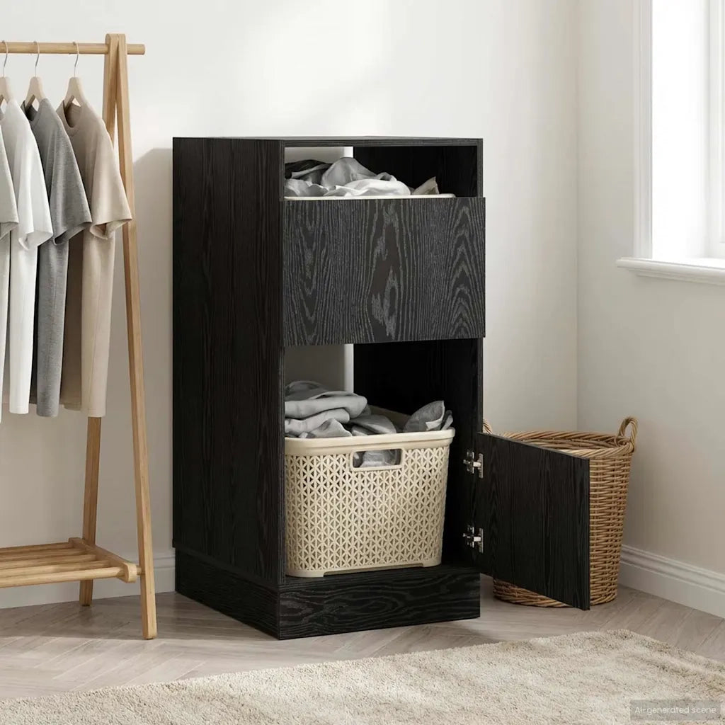 Mobile da lavanderia con porta Rovere Nero 50 x 68 x 102 cm 3422801