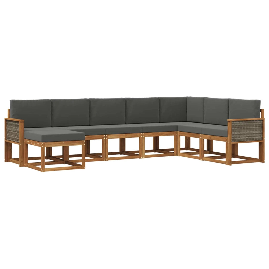 Set di divani da esterno con cuscino 8 pcs Naturale e Antracite 3385448