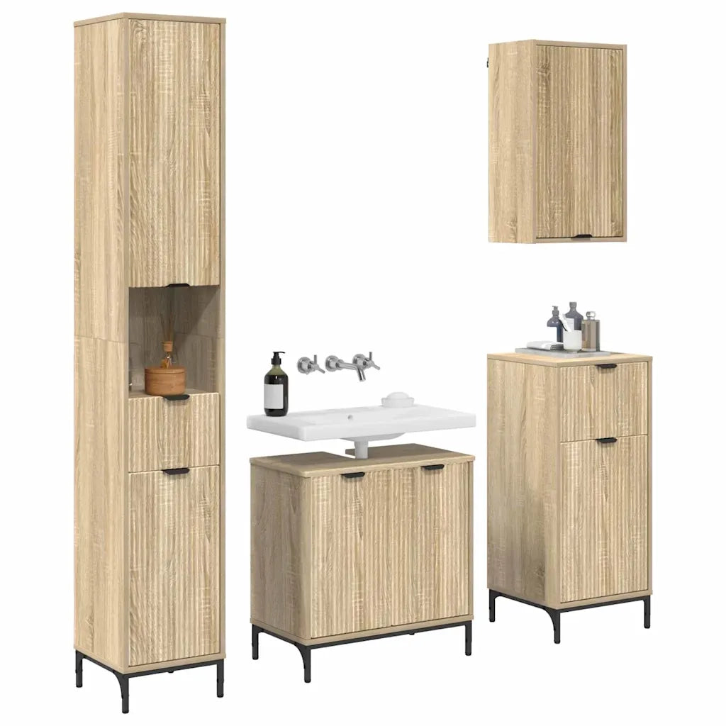 Set di mobili per il bagno con cassetto con porta Rovere Sonoma