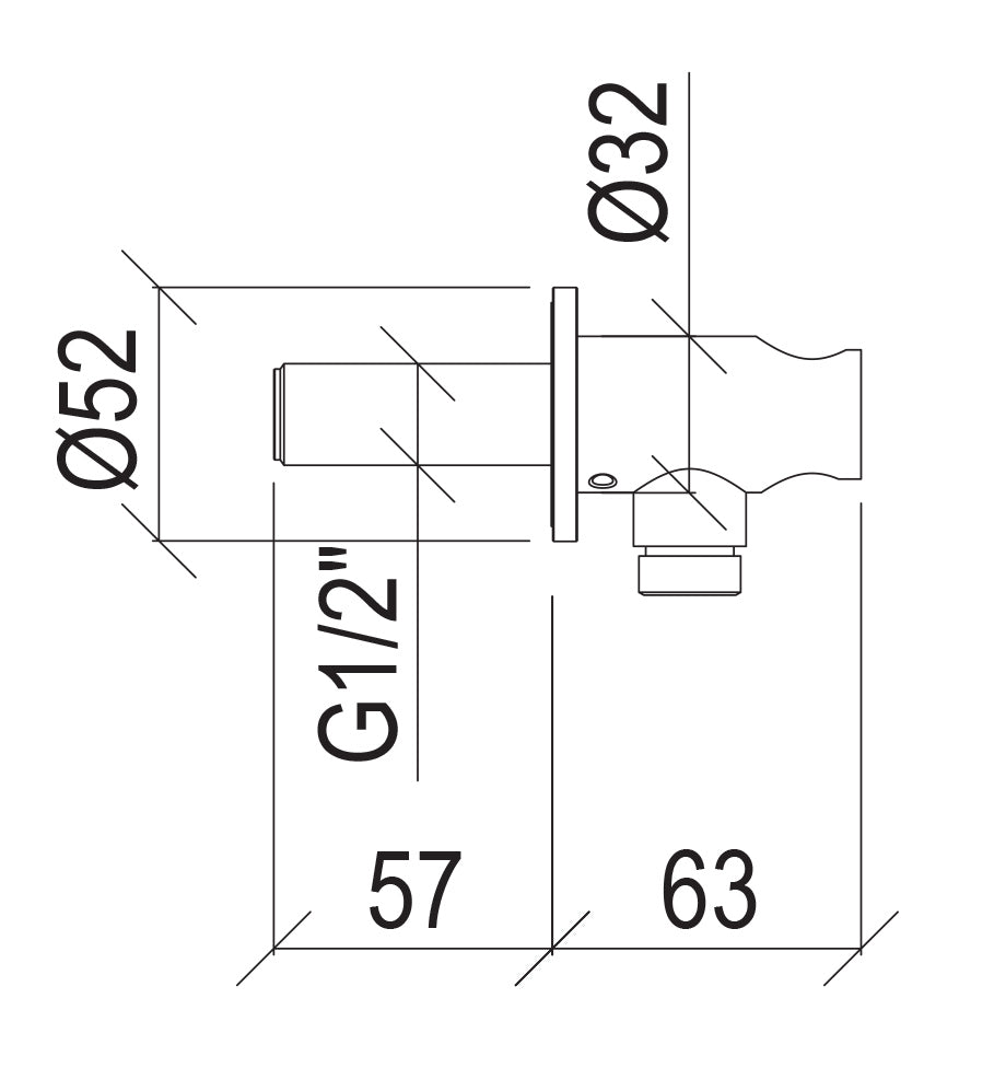 Presa D'acqua Tonda G1/2 con Supporto Doccia Fisso