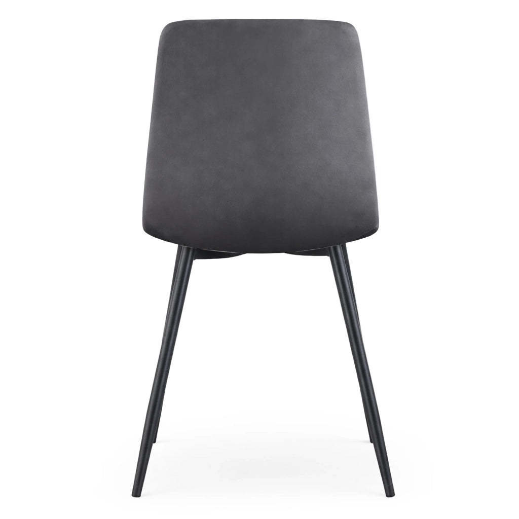 Set di 2 Sedie in velluto trapuntate LIVO Grafite Scuro gambe nere