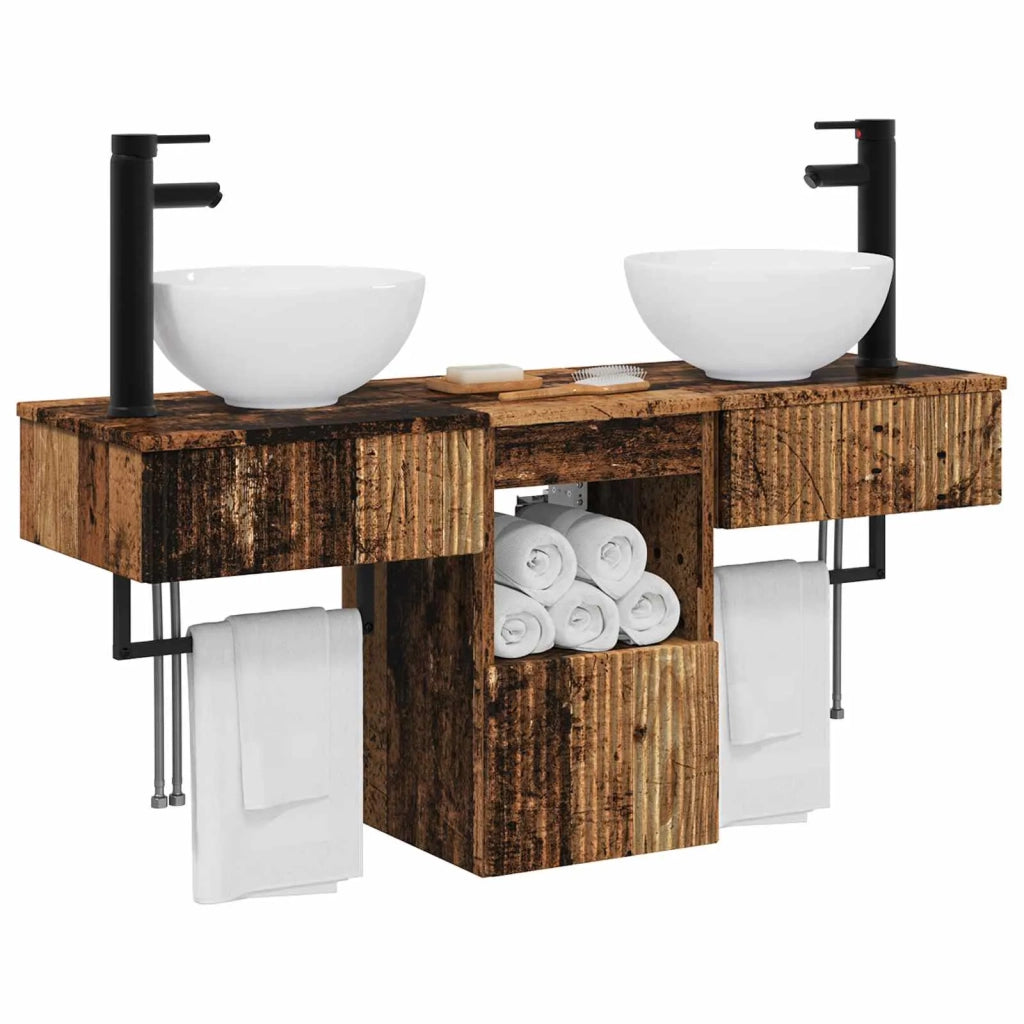 Set di mobili per il bagno 3 pz Legno antico 3405585
