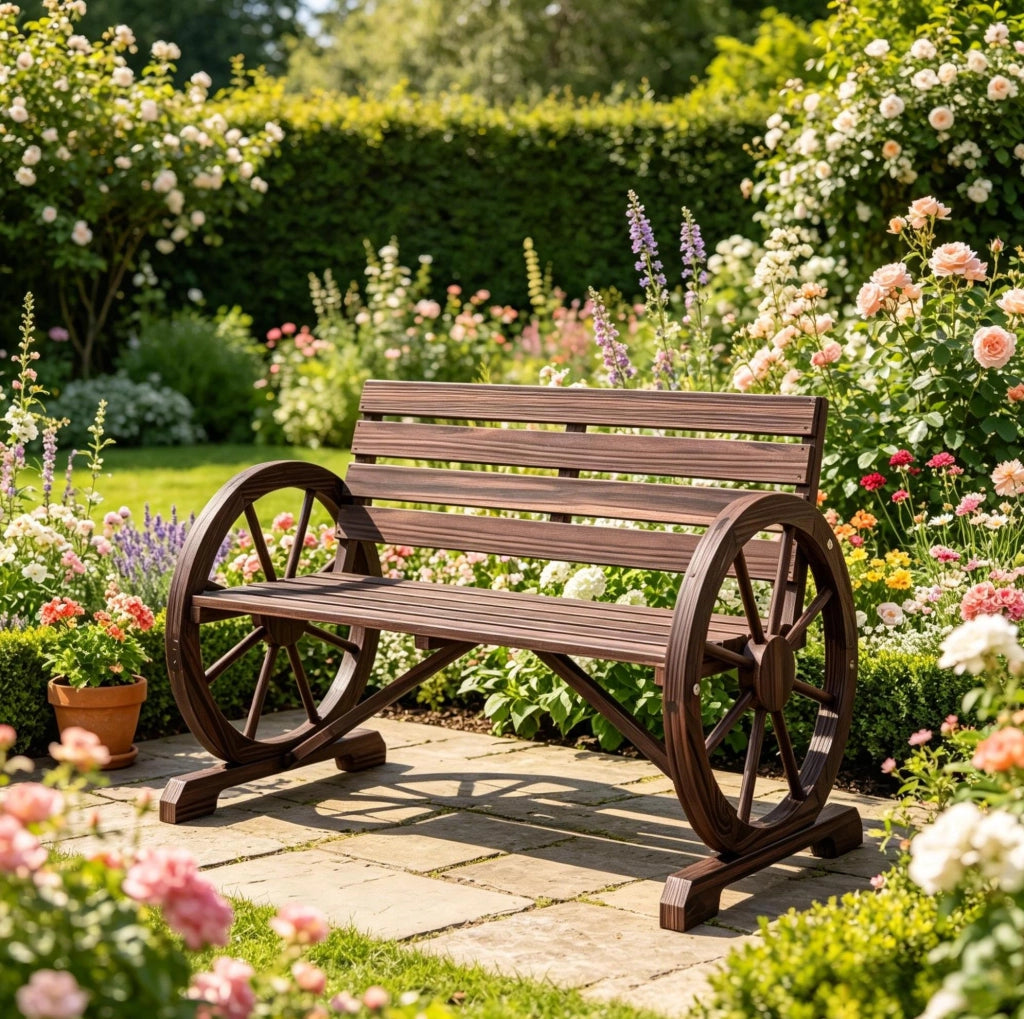 Panchina da giardino in legno stile rustico chic 105;5 x 59 x 75 cm; multicolore