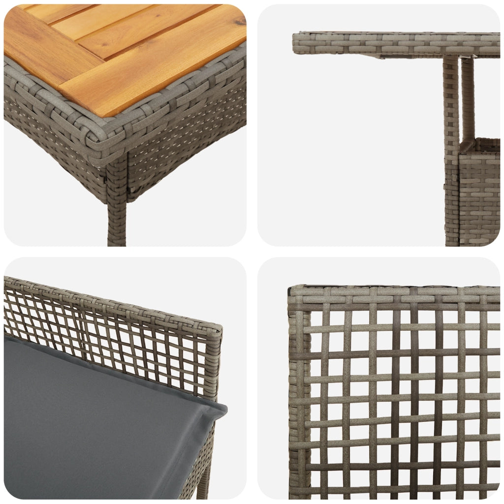 Set da pranzo da giardino 5 pezzi con cuscini grigio polyrattan