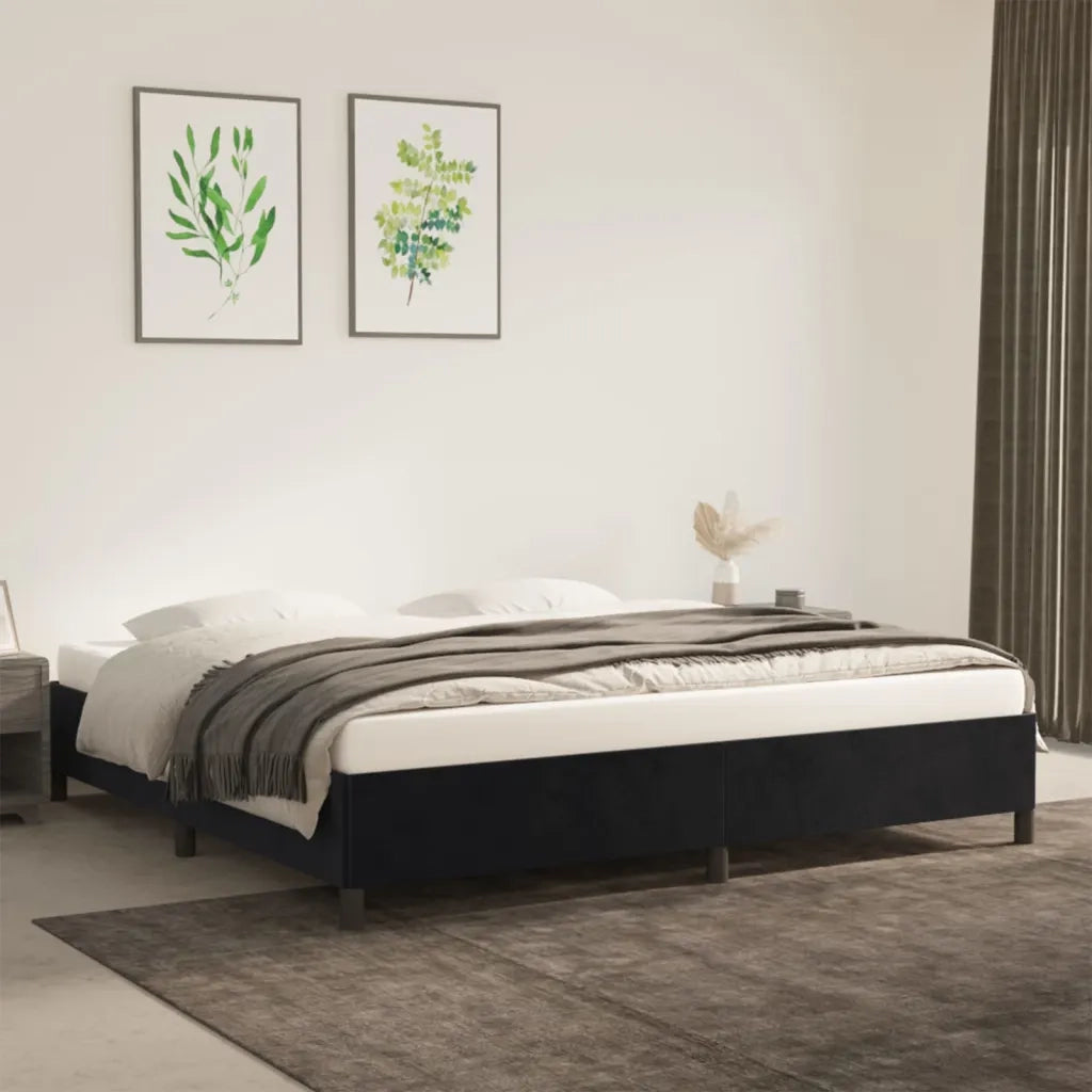 Giroletto senza Materasso-Struttura Letto Nero 200x200 cm in Velluto