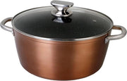 Pentola ad alta pressione con coperchio in vetro 24 cm - inductiva - ecologica e antiaderente - alluminio smaltato - 28 mm spessore - maniglia in rame - acciaio inossidabile - vitokeramica - forno a gas