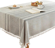Tavolo quadrato coperto di lino di cotone - Duraturo, impermeabile, soffice e liscio - Con pennelli - Adatto per cucina, sala da pranzo, festa, festival, decorazione da tavola - 140x220cm