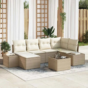 Set Divano da Giardino 7 pcs Beige e Crema polyrattan