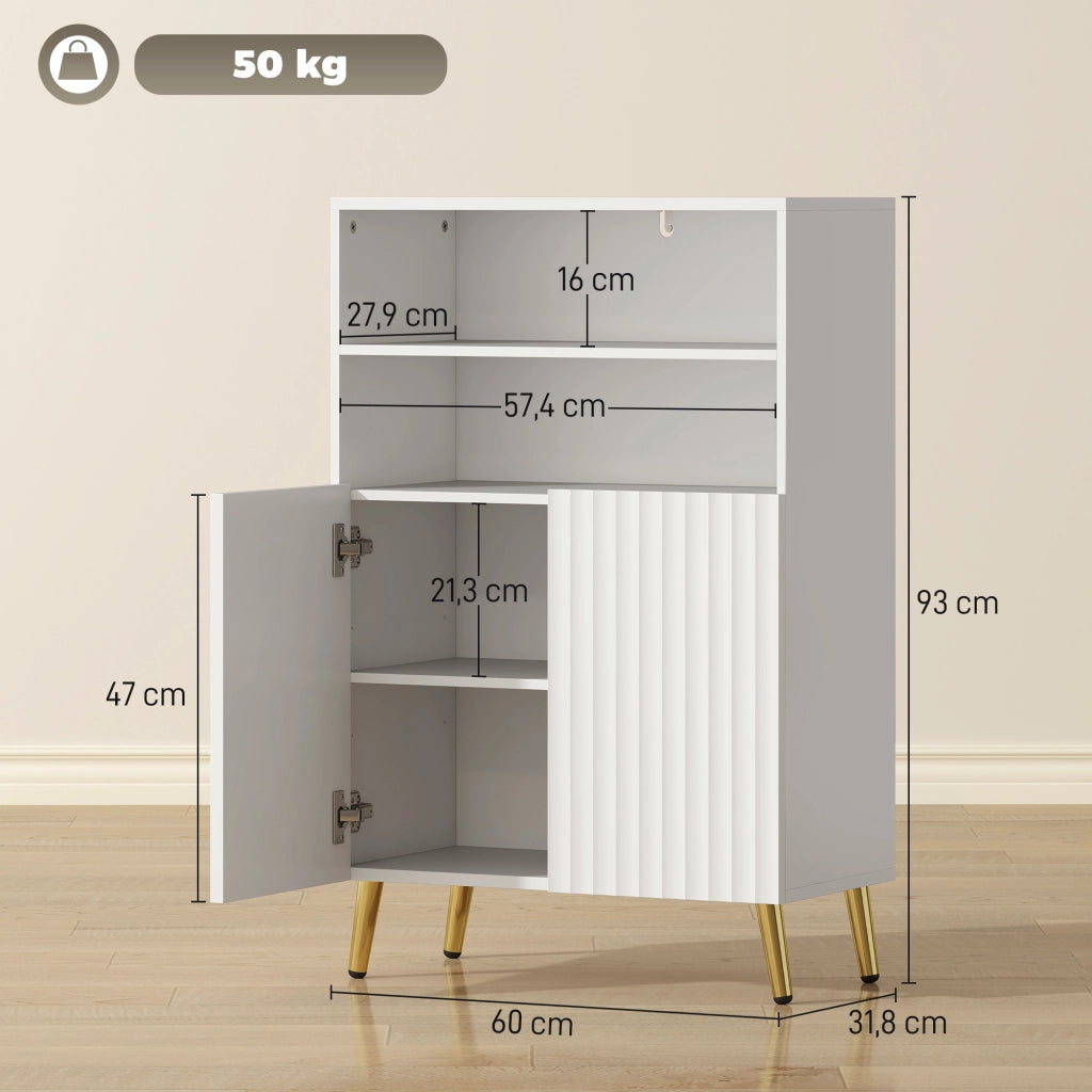 Armadio da bagno con ante e cassetti ¨C zephmum ¨C MDF bianco 80x35x200 cm