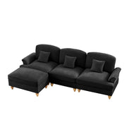 Divano modulare 3 posti - Xylo - Forma L, chenille, mid-century, nero